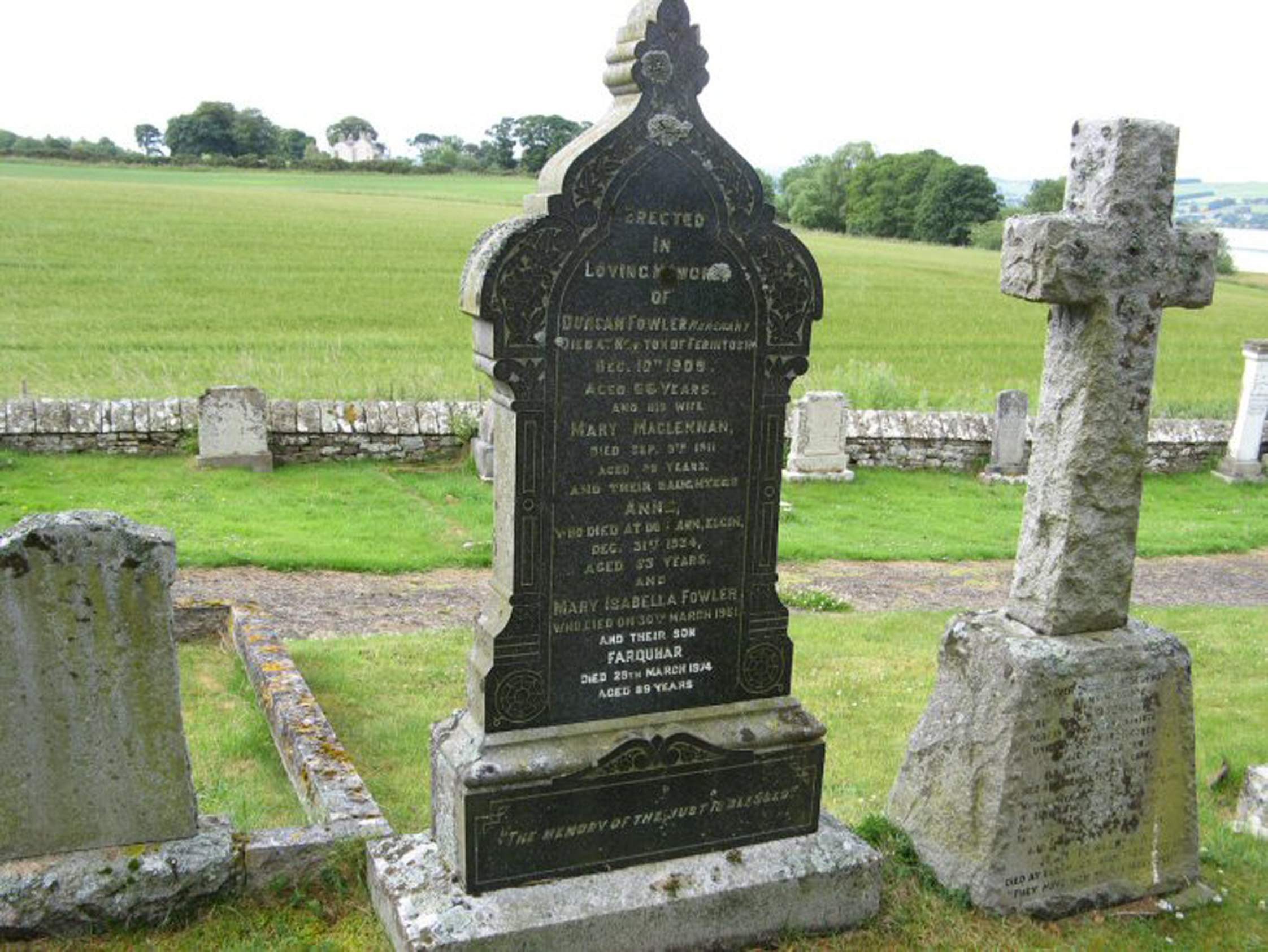 Photo of headstones/Mary Mclennan d 1911 MI Urquhart & Logie Wester